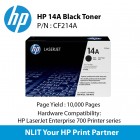 HP Original Toner : HP 14A Black :  10,000pgs : CF214A :  2 Years Direct HP Warranty