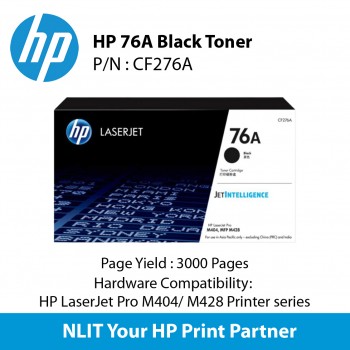 HP Original Toner : HP 76A Black : Std : 3,000pgs : CF276a : 2 Years Direct HP Warranty