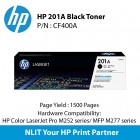 HP Original Toner : HP 201A Black : Std : 1,500pgs : CF400A :  2 Years Direct HP Warranty