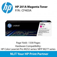 HP Original Toner : HP 201A Magenta : Std : 1,330pgs : CF403A :  2 Years Direct HP Warranty