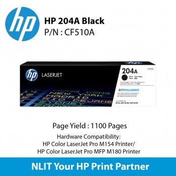 HP 204A Black laserJet Toner 1100pgs CF510A