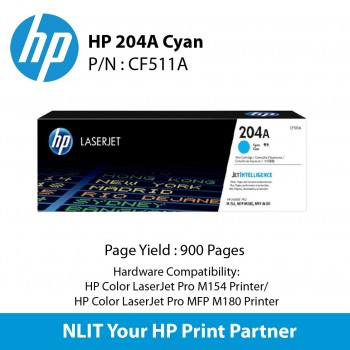 HP 204A Cyan Laserjet Toner : 900pgs : CF511A