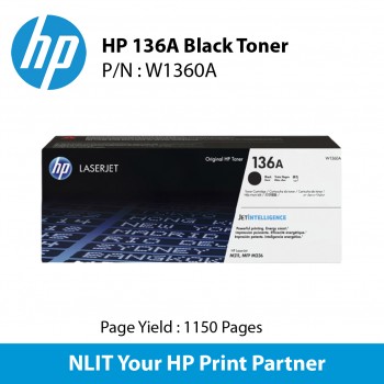 HP 136A Black laserjet Toner 1150pgs W1360A