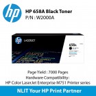HP Original Toner : HP 658A Black : Std : 7,000pgs : W2000A :  2 Years Direct HP Warranty 