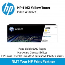 HP Original Toner : HP 416X Yellow : Large : 6,000pgs : W2042X : 2 Years Direct HP Warranty