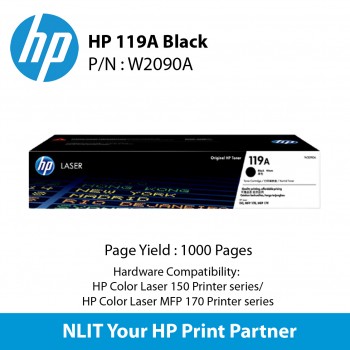 HP 119A Black Original Laser Toner Crtg  : 1000pgs : W2090A
