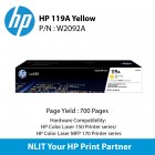 HP Original Toner : HP 119A Yellow Original Laser Toner Crtg : 700pgs : W2092A : 2 Yrs Warranty