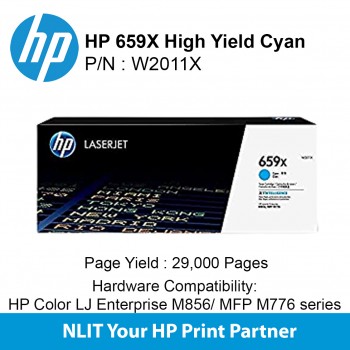 HP Original Toner : HP 659X Cyan : 29000pgs : W2011X : 2 Yrs Warranty W2011X