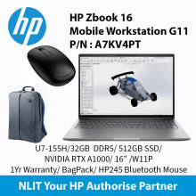 HP Zbook 16 Mobile Workstation G11 U7-155H / 32GB DDR5 / 512GB SSD /  NVIDIA RTX™ A1000 6GB /  16