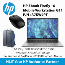 HP Zbook Firefly 16 Mobile Workstation G11 U7-155H / 16GB DDR5 / 512GB SSD / NVIDIA RTX™ A500 4GB / 14
