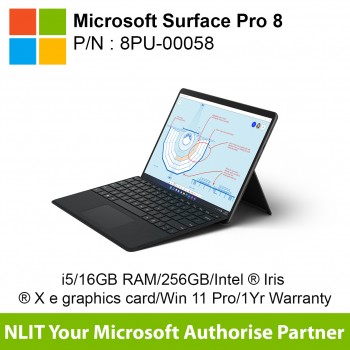 Microsoft Surface Pro 8 8PU-00058 (i5/16GB RAM/256GB/Intel ® Iris ® X e graphics card/Win 11 Pro/1Yr Warranty)