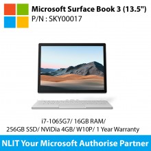 Microsoft Surface Book 3 34.3 cm (13.5") Touchscreen 2 in 1 Notebook /  i7 (10th Gen) i7-1065G7 /16GB/256/NViDia 4GB/W10P