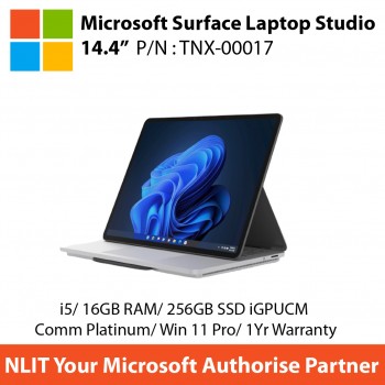 Microsoft Surface Laptop Studio 14.4” 120 Hz touchscreen TNX-00017 (i5/16/256 iGPUCM Comm Platinum/Win 11 Pro/1Yr Warranty)