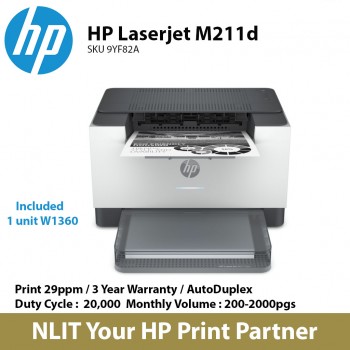 HP LaserJet M211d, A4 Mono Print only, Duplex, 29ppm Black, 3 Yrs Warranty, Bundled Starter Toner,  Ewallet RM80.00 Claims before 14/5/2022