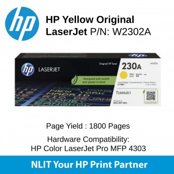 HP : Cartridge : W2302A : Std : 1800pgs :  HP Yellow Original LaserJet Toner Cartridge 